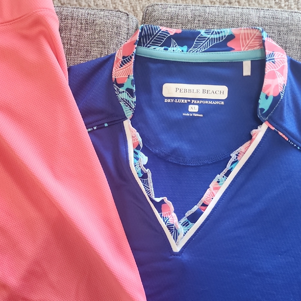 Pebble Beach Navy and Coral Performance Shirt And Matching Skort